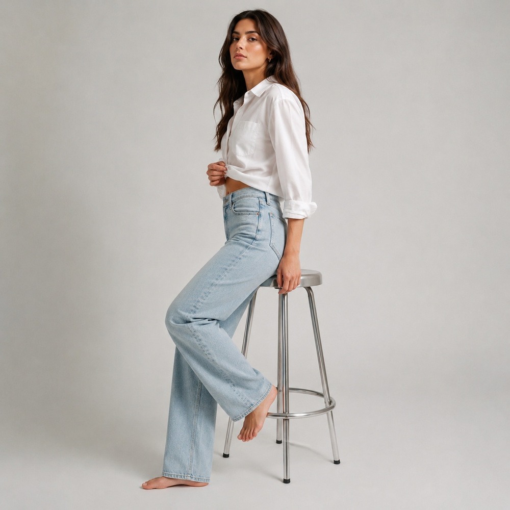 Abercrombie 90s Relaxed Jean High Rise Light Wash Straight Leg 28 Short - Picture 3 of 16